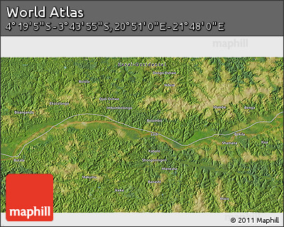 Satellite 3D Map of the Area around 4° 1' 30" S, 21° 19' 30" E