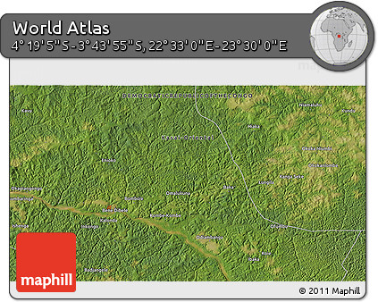 Satellite 3D Map of the Area around 4° 1' 30" S, 23° 1' 29" E