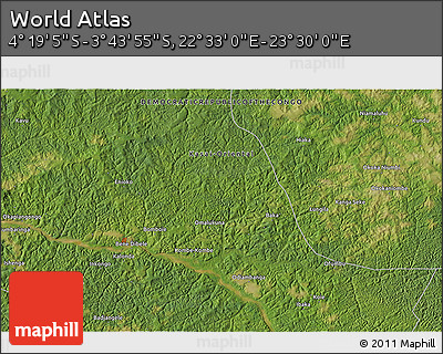 Satellite 3D Map of the Area around 4° 1' 30" S, 23° 1' 29" E