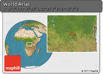 Satellite Location Map of the Area around 4° 1' 30" S, 23° 1' 29" E