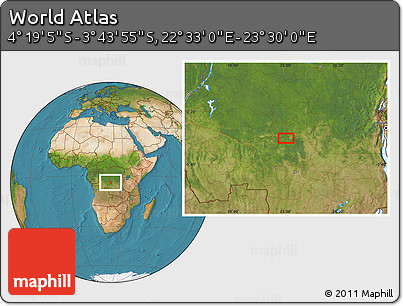 Satellite Location Map of the Area around 4° 1' 30" S, 23° 1' 29" E