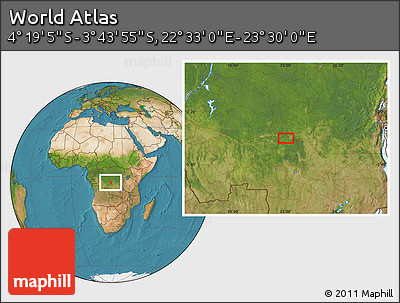 Satellite Location Map of the Area around 4° 1' 30" S, 23° 1' 29" E
