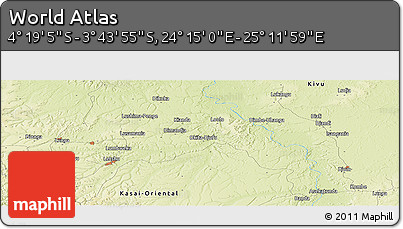 Physical Panoramic Map of the Area around 4° 1' 30" S, 24° 43' 30" E