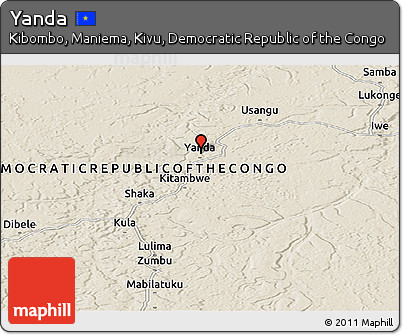 Shaded Relief Panoramic Map of Yanda