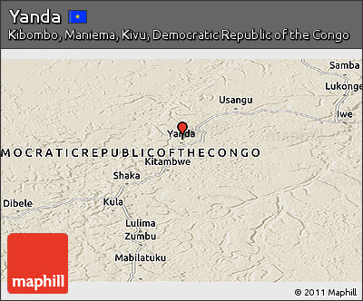 Shaded Relief Panoramic Map of Yanda