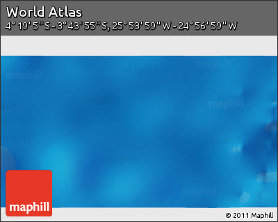 Physical 3D Map of the Area around 4° 1' 30" S, 25° 25' 29" W