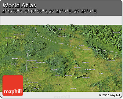 Satellite 3D Map of the Area around 4° 1' 30" S, 27° 16' 29" E