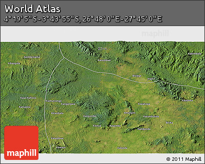 Satellite 3D Map of the Area around 4° 1' 30" S, 27° 16' 29" E