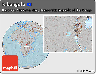 Gray Location Map of Kibangula, hill shading