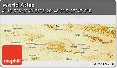 Physical Panoramic Map of the Area around 4° 1' 30" S, 27° 16' 29" E