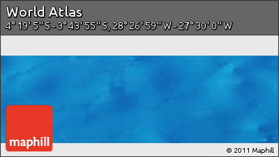 Physical Panoramic Map of the Area around 4° 1' 30" S, 27° 58' 30" W