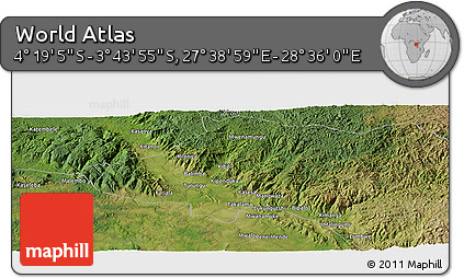 Satellite Panoramic Map of the Area around 4° 1' 30" S, 28° 7' 30" E