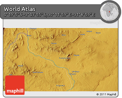 Physical 3D Map of the Area around 4° 1' 30" S, 30° 40' 29" E