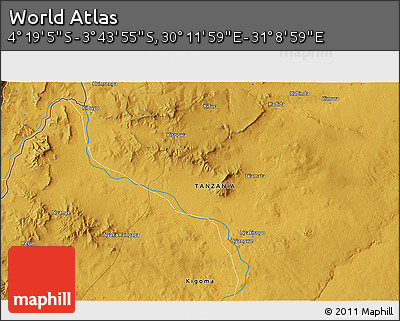 Physical 3D Map of the Area around 4° 1' 30" S, 30° 40' 29" E