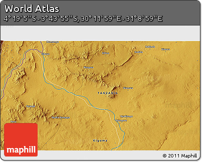 Physical 3D Map of the Area around 4° 1' 30" S, 30° 40' 29" E