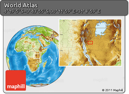 Physical Location Map of the Area around 4° 1' 30" S, 30° 40' 29" E