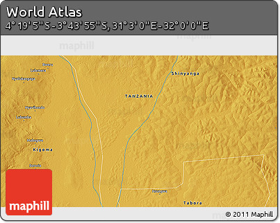 Physical 3D Map of the Area around 4° 1' 30" S, 31° 31' 29" E