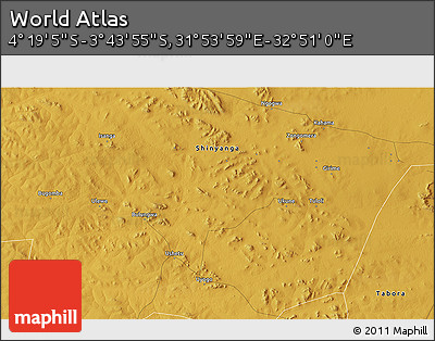 Physical 3D Map of the Area around 4° 1' 30" S, 32° 22' 30" E