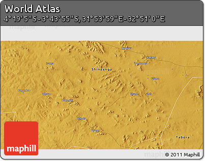 Physical 3D Map of the Area around 4° 1' 30" S, 32° 22' 30" E