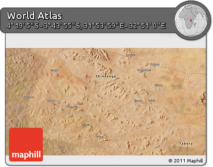 Satellite 3D Map of the Area around 4° 1' 30" S, 32° 22' 30" E