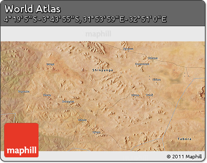 Satellite 3D Map of the Area around 4° 1' 30" S, 32° 22' 30" E