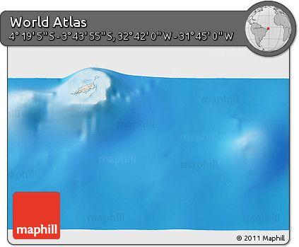 Shaded Relief 3D Map of the Area around 4° 1' 30" S, 32° 13' 30" W