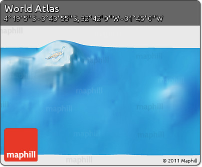 Shaded Relief 3D Map of the Area around 4° 1' 30" S, 32° 13' 30" W