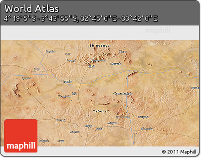 Satellite 3D Map of the Area around 4° 1' 30" S, 33° 13' 30" E