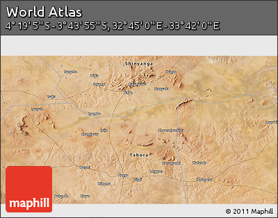 Satellite 3D Map of the Area around 4° 1' 30" S, 33° 13' 30" E