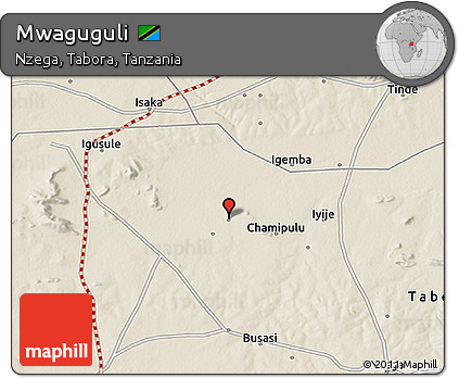 Shaded Relief 3D Map of Mwaguguli