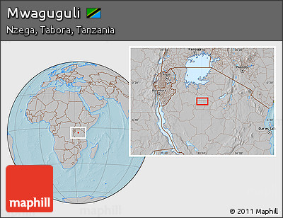 Gray Location Map of Mwaguguli, hill shading