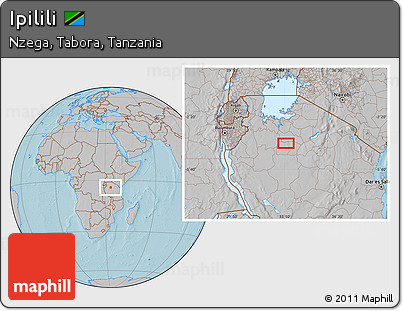 Gray Location Map of Ipilili, hill shading