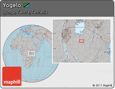 Gray Location Map of Yogelo, hill shading