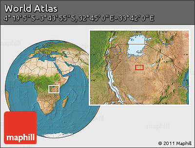Satellite Location Map of the Area around 4° 1' 30" S, 33° 13' 30" E