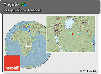 Savanna Style Location Map of Yogelo, hill shading