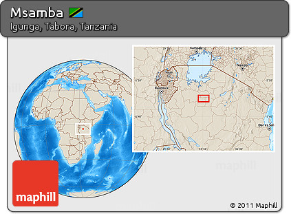 Shaded Relief Location Map of Msamba