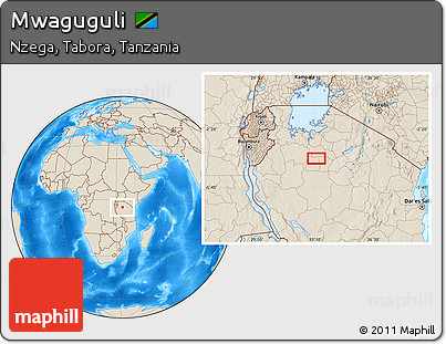 Shaded Relief Location Map of Mwaguguli