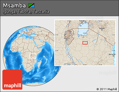 Shaded Relief Location Map of Msamba