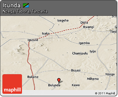 Shaded Relief Panoramic Map of Itunda