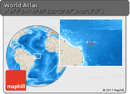 Shaded Relief Location Map of the Area around 4° 1' 30" S, 33° 4' 30" W
