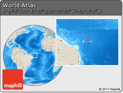 Shaded Relief Location Map of the Area around 4° 1' 30" S, 33° 4' 30" W