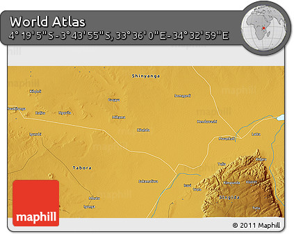 Physical 3D Map of the Area around 4° 1' 30" S, 34° 4' 30" E