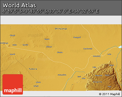 Physical 3D Map of the Area around 4° 1' 30" S, 34° 4' 30" E