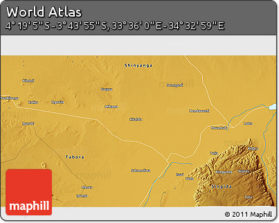 Physical 3D Map of the Area around 4° 1' 30" S, 34° 4' 30" E