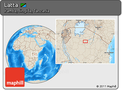 Shaded Relief Location Map of Latta