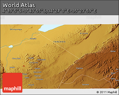 Physical 3D Map of the Area around 4° 1' 30" S, 34° 55' 29" E