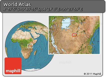 Satellite Location Map of the Area around 4° 1' 30" S, 34° 55' 29" E