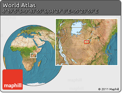 Satellite Location Map of the Area around 4° 1' 30" S, 34° 55' 29" E