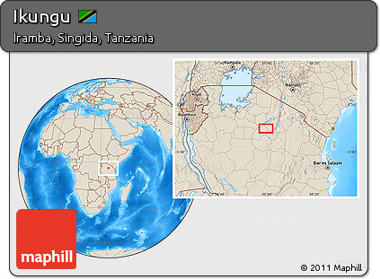 Shaded Relief Location Map of Ikungu