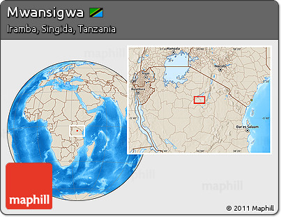 Shaded Relief Location Map of Mwansigwa
